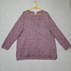 R#29 Collection L Women's Purple Multi Color Knit V Neck‎ Sweater Size 22